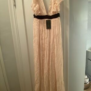 Zara Cream and Black Maxi Dress